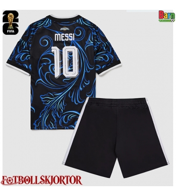 Argentina Lionel Messi #10 Borta Kläder Barn VM 2026 Kortärmad (+ Korta byxor)